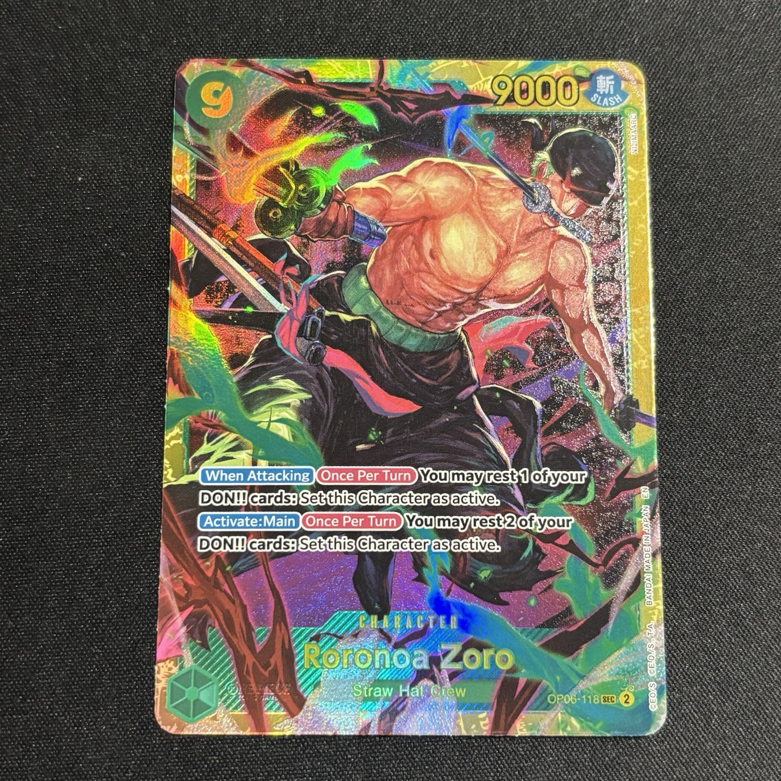 Roronoa Zoro OP06-118 SEC – One Piece TCG – English Card Near-Mint Secret Rare