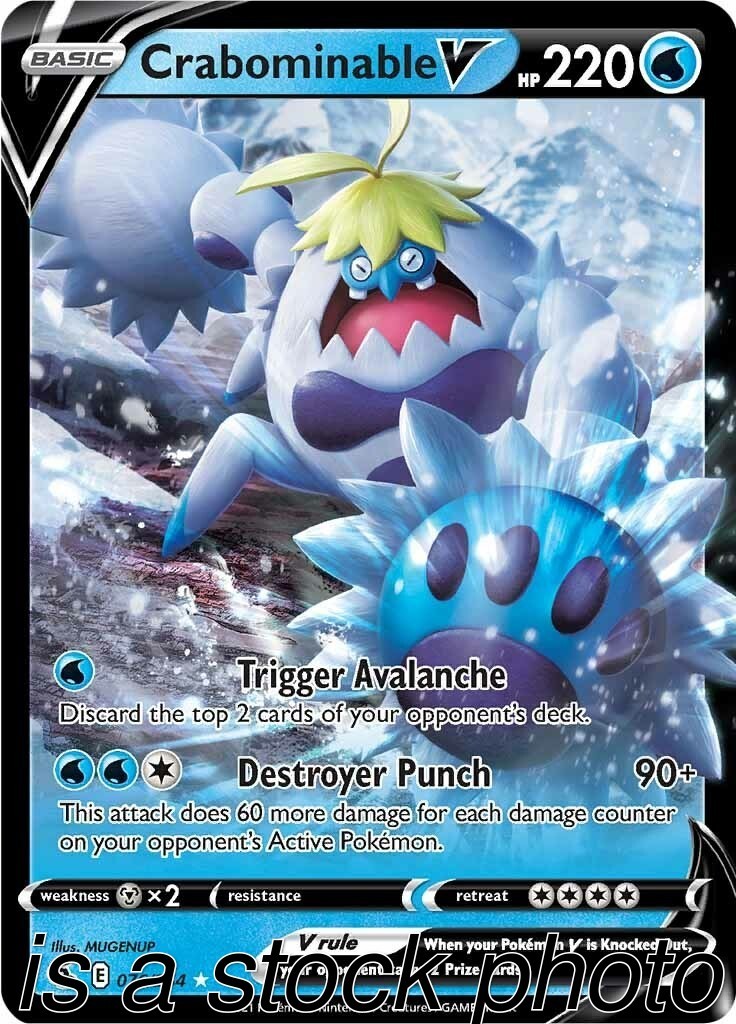 Crabominable V 076/264 SWSH08: Fusion Strike Holofoil Pokemon (LP-NM)