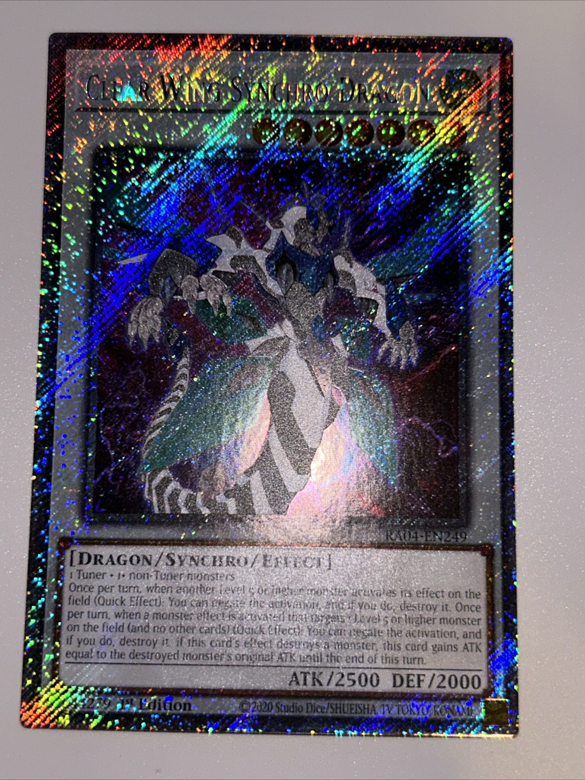 Clear Wing Synchro Dragon 1st Edition Platinum Secret Rare RA04-EN249 Yu-Gi-Oh!