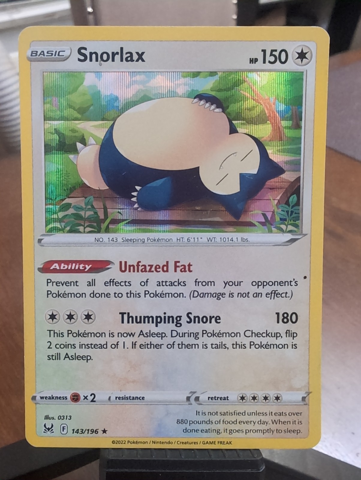 Pokemon TCG Snorlax Holo Lost Origin Rare EN 143/196 NM