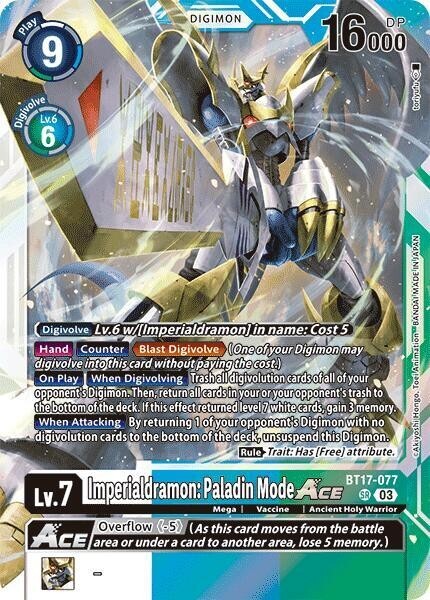 Imperialdramon: Paladin Mode ACE – BT17-077 NM – Digimon TCG