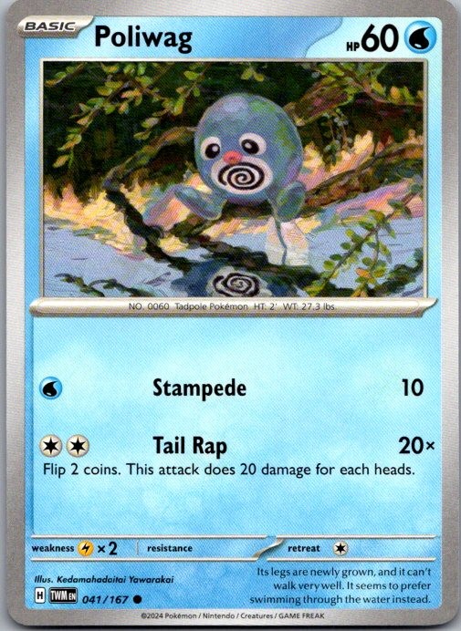Poliwag 041/167 Common Twilight Masquerade Pokemon Near Mint