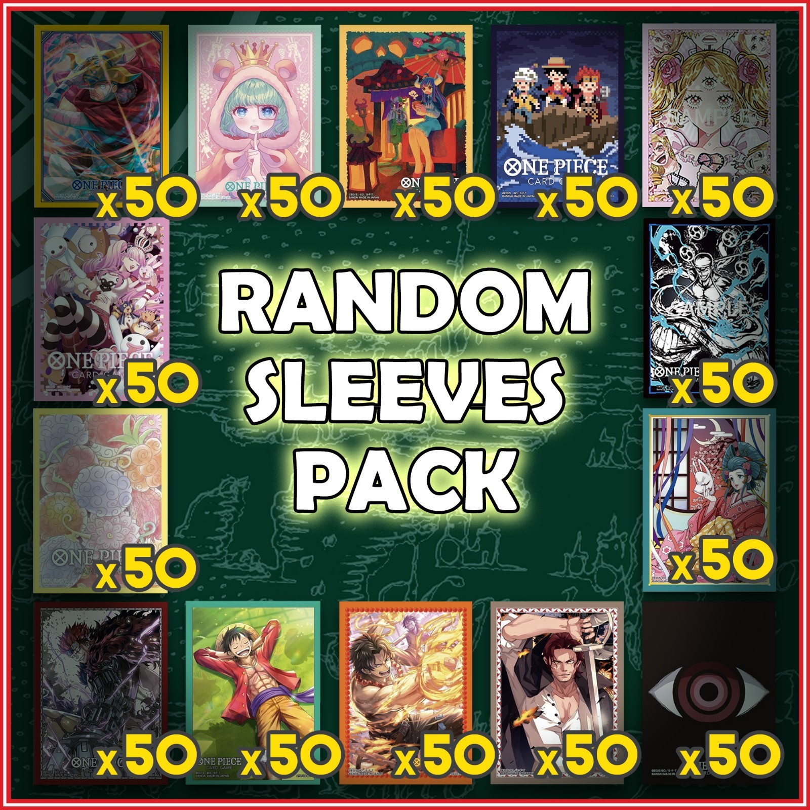 One Piece Card Game Random Sleeves Pack (50) From Sealed Products Bandai