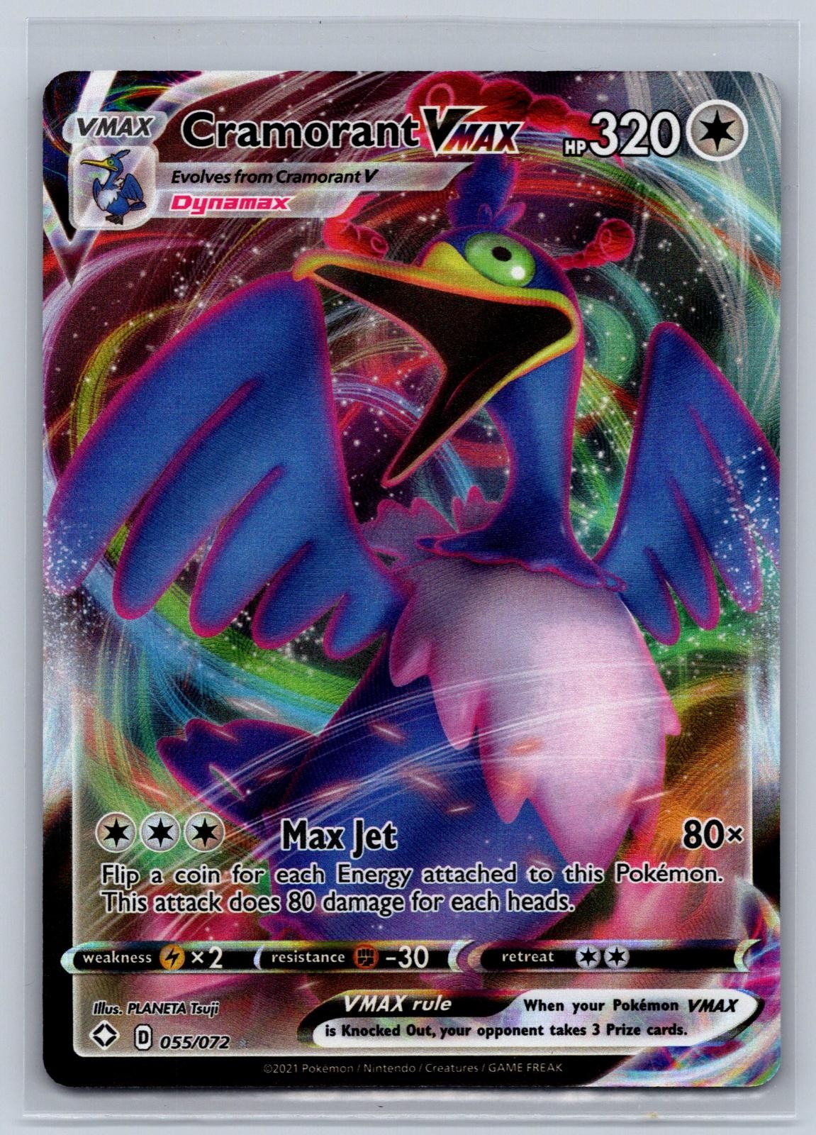 Cramorant VMAX 055/072 Holo VMAX Rare Shining Fates Pokemon Near Mint