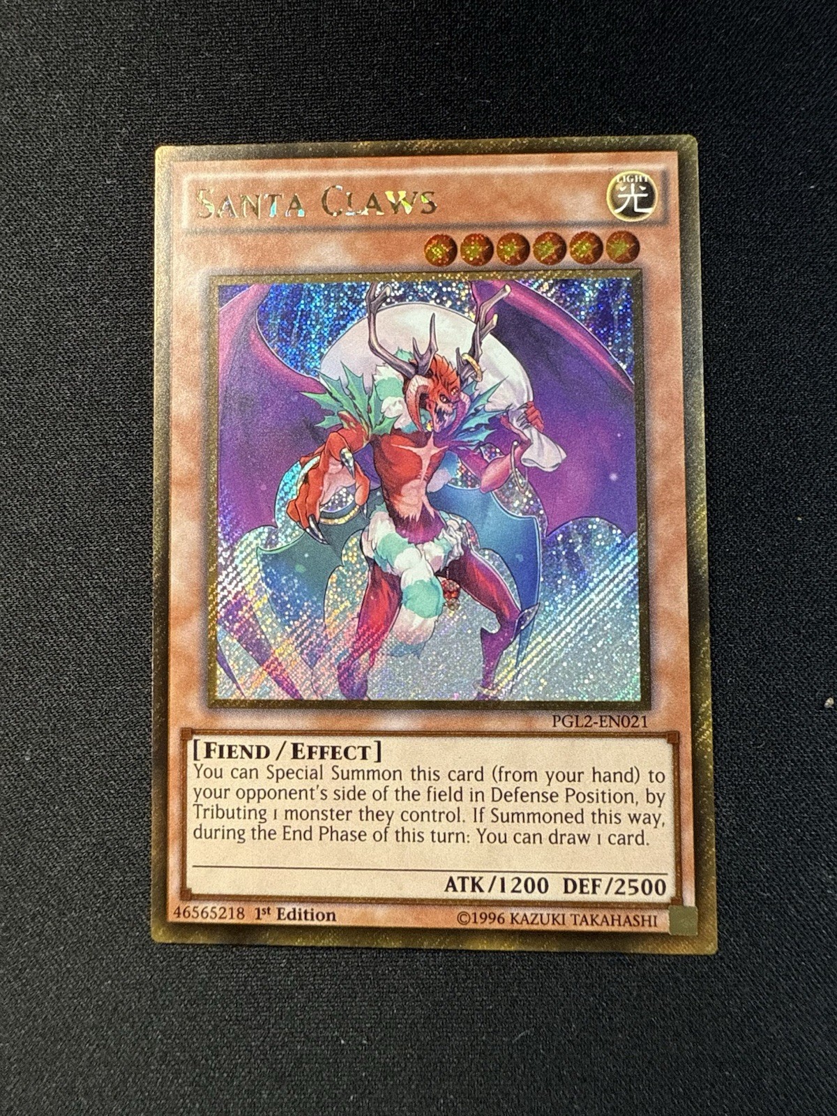 Yugioh PGL2-EN021 Santa Claws – Gold Secret Rare 1st edition Card