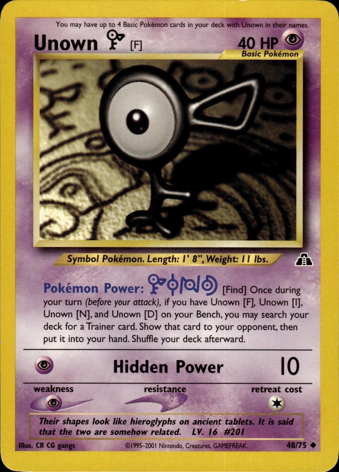 Pokemon Neo Discovery Uncommon Unown [F] 48/75 – Near Mint (NM)