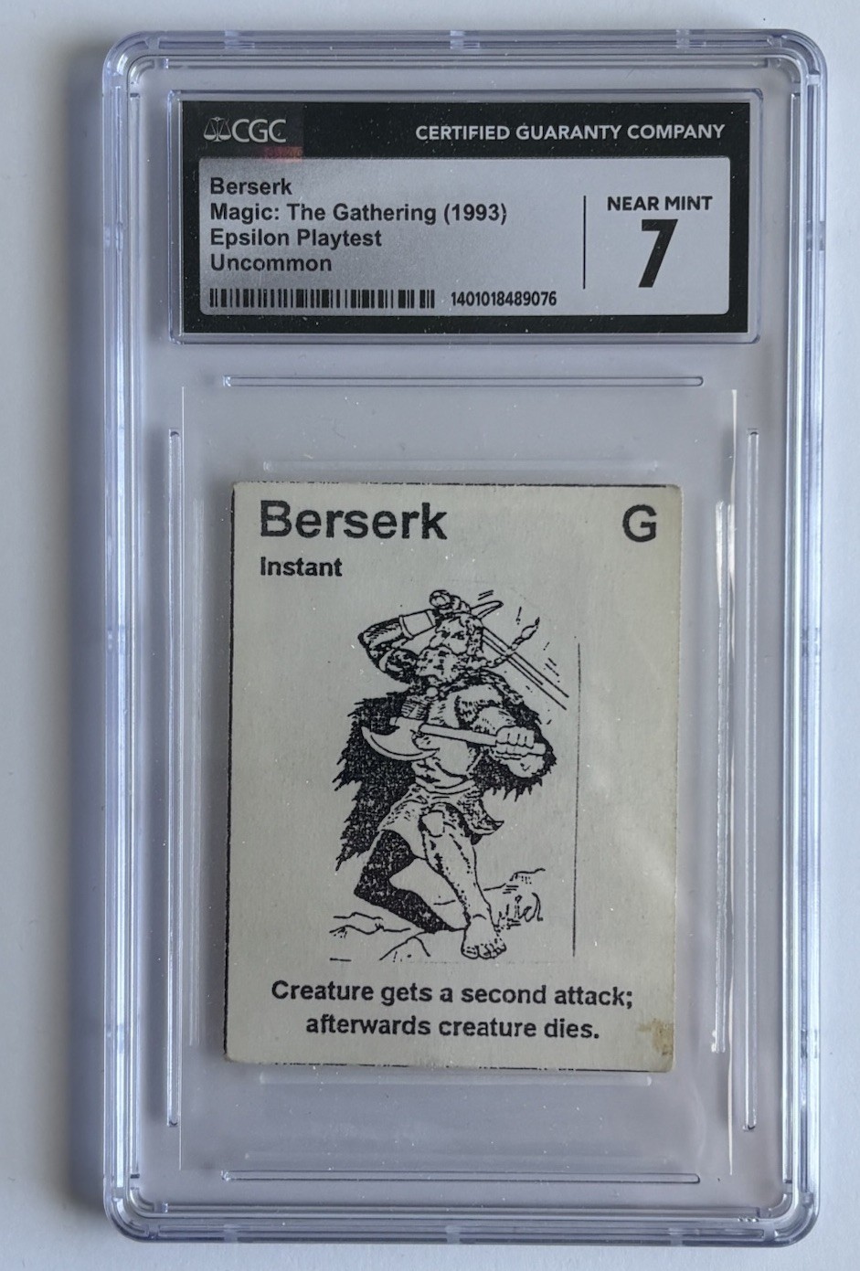 Magic the Gathering – Epsilon Playtest Card Berserk – 1993 CGC 7