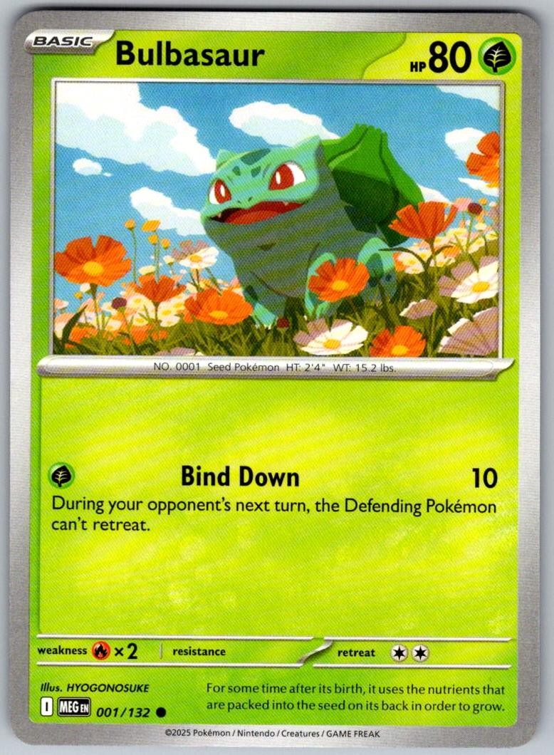 BULBASAUR 001/132 Common Mega Evolution Pokemon Near Mint