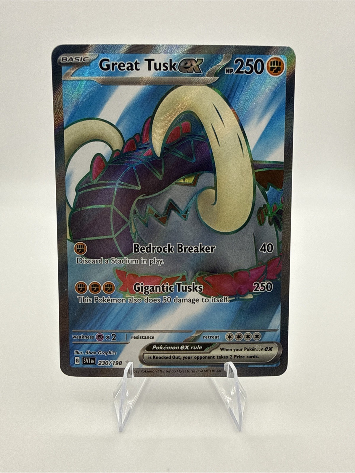 Pokémon TCG Great Tusk EX 230/198 Scarlet & Violet Full Art Ultra Rare MINT/NM