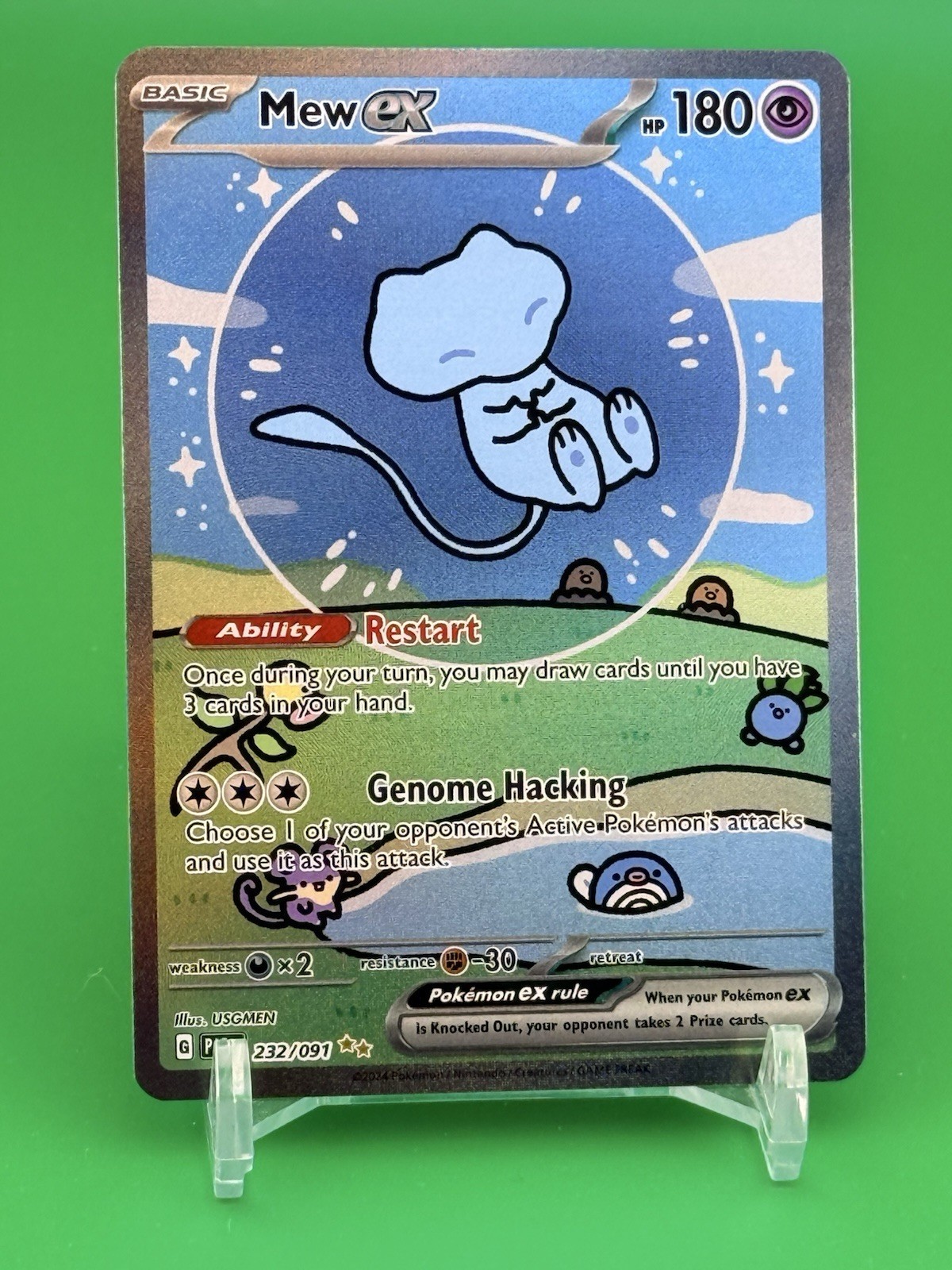 Mew ex 232/091 Paldean Fates Special Illustration Rare SIR Bubble Mew