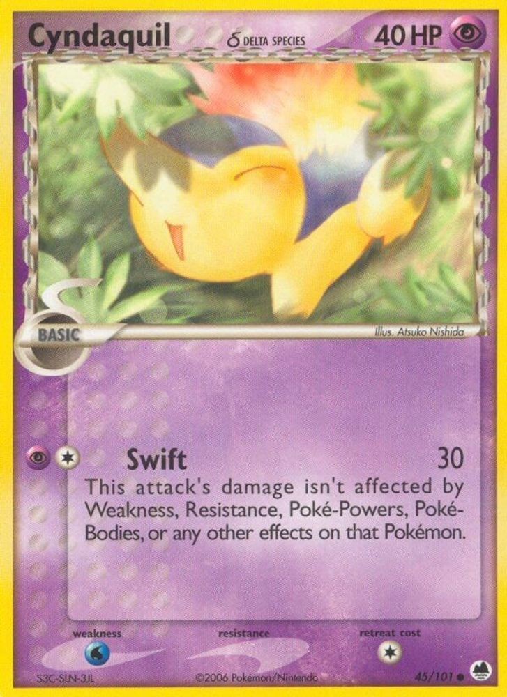 2006 Pokemon: DF – Cyndaquil Delta Species (#45/101, Common, Moderately Played)