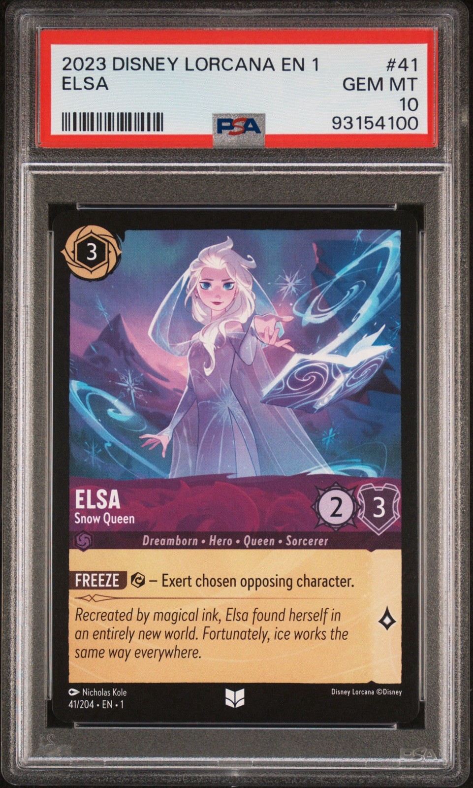 2023 Disney Lorcana EN1 First Chapter Elsa #41 Snow Queen PSA 10 GEM MINT