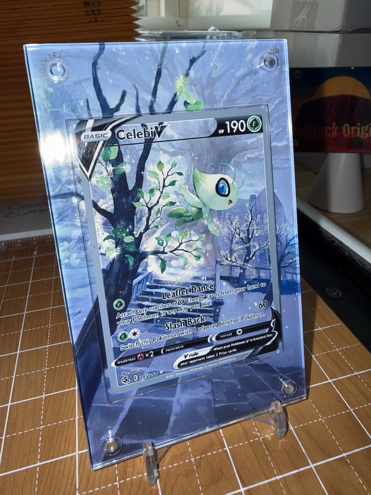 Celebi V Alt Art 245/264 SWSH Fusion Strike Pokemon Extended Artwork Case