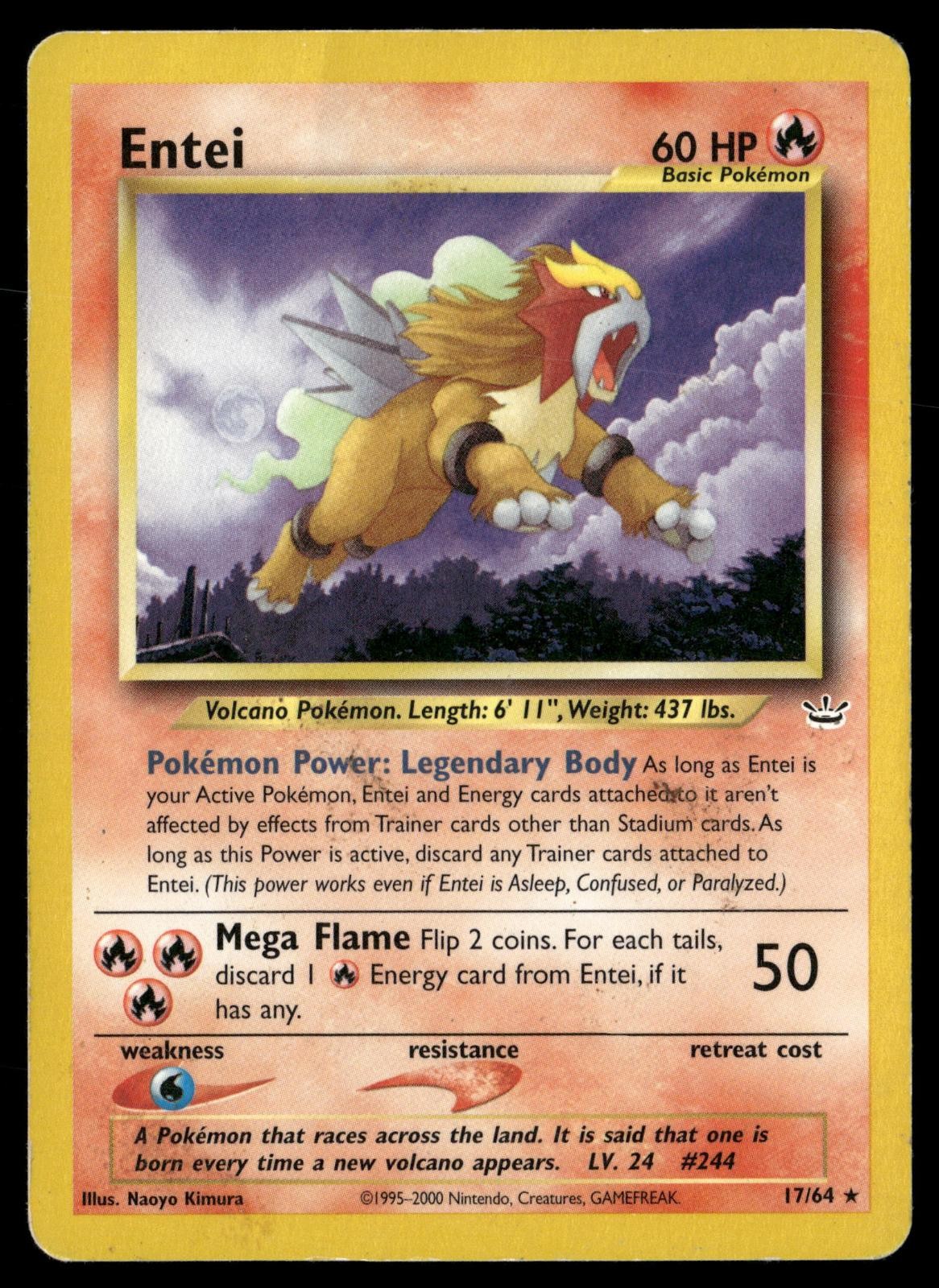 Entei 17/64 Rare Neo Revelation Pokemon Unlimited Damaged