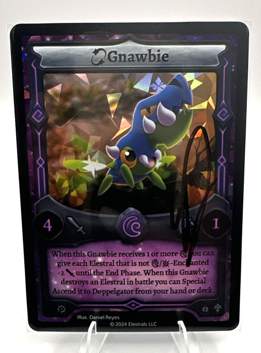 Elestrals Stellar Gnawbie Prototype P Stamp – Holo Variant 1 – Signed by aDrive