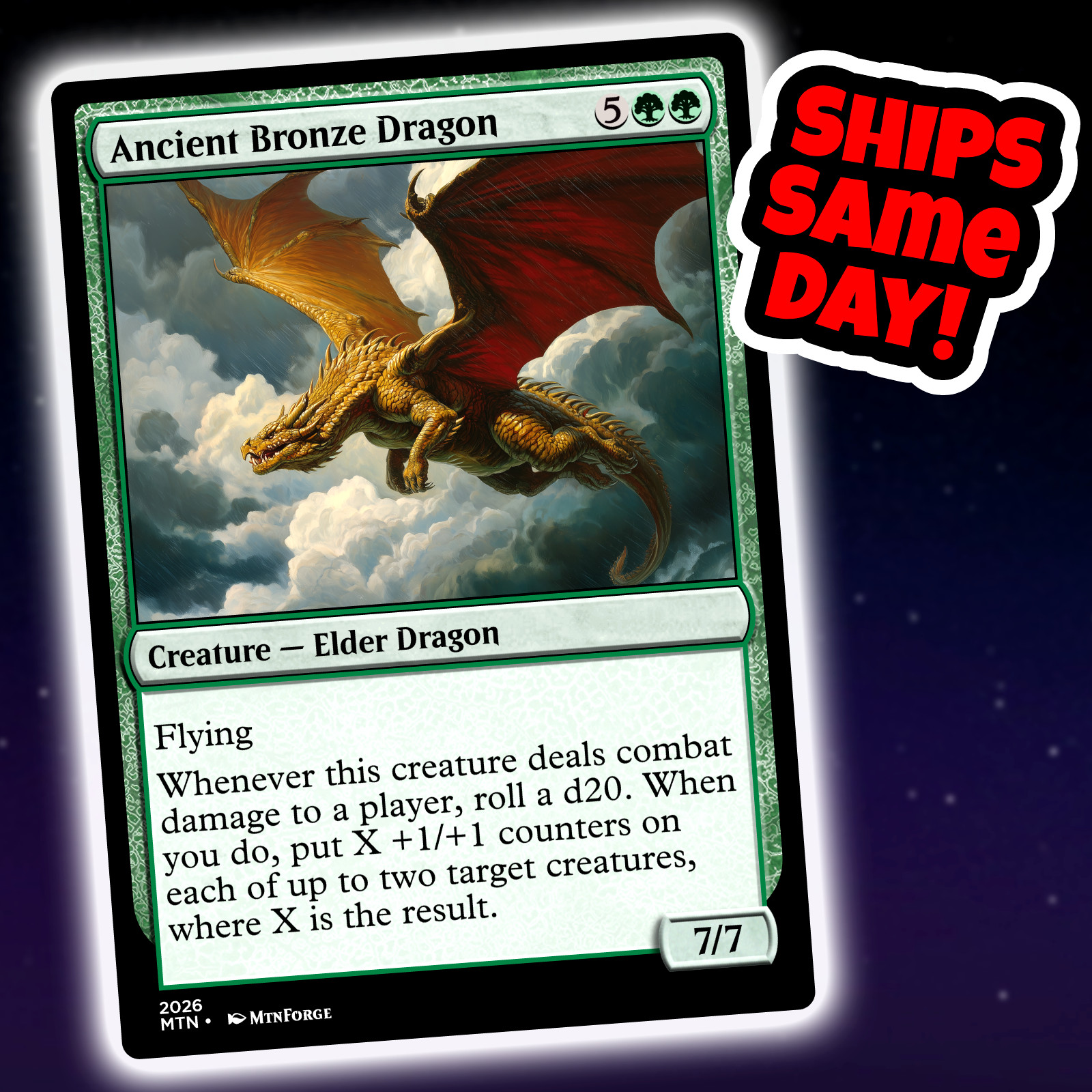 Ancient Bronze Dragon – Custom Art Magic: The Gathering Playtest Card
