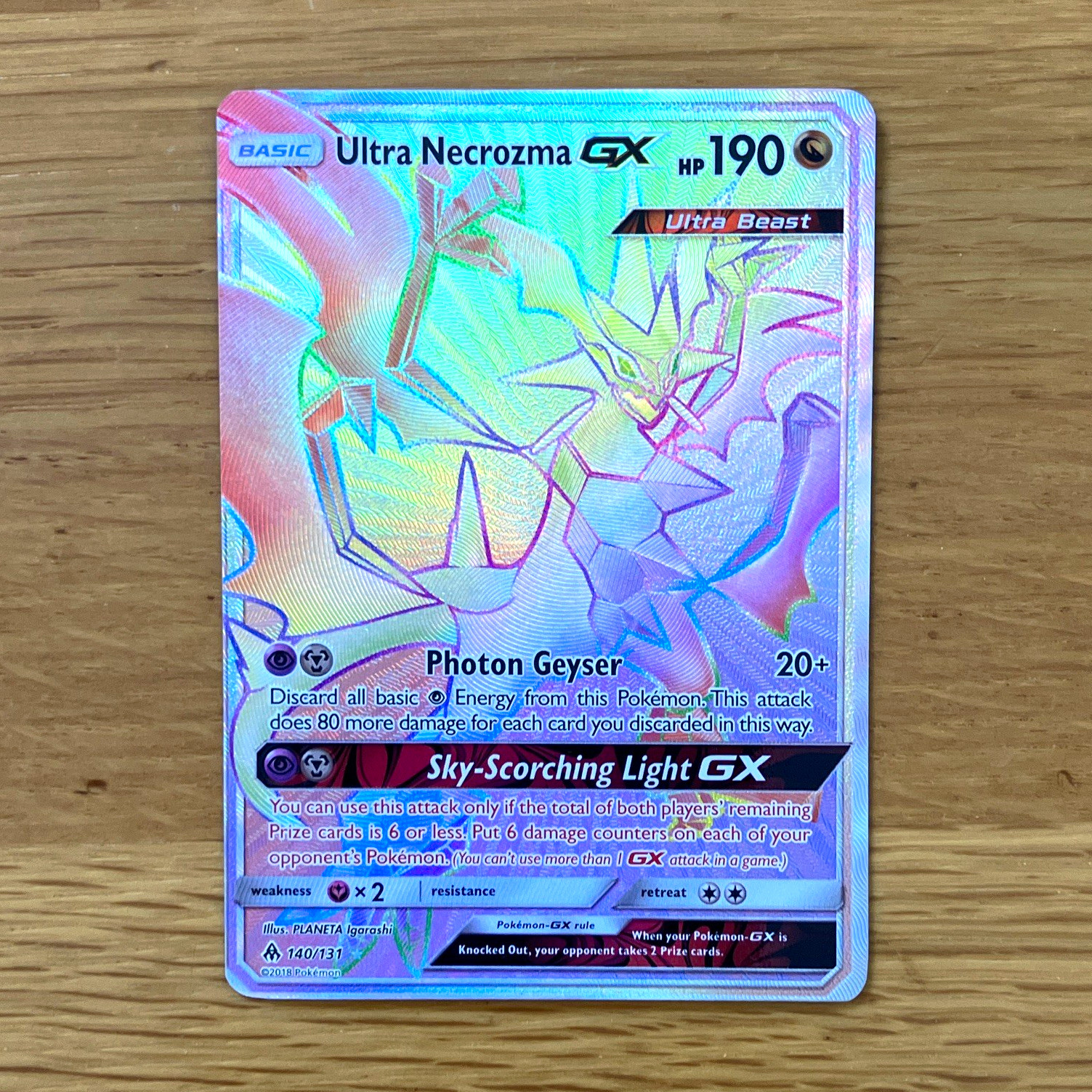 Ultra Necrozma GX 140/131 Forbidden Light Secret Rare Holo English 190 HP