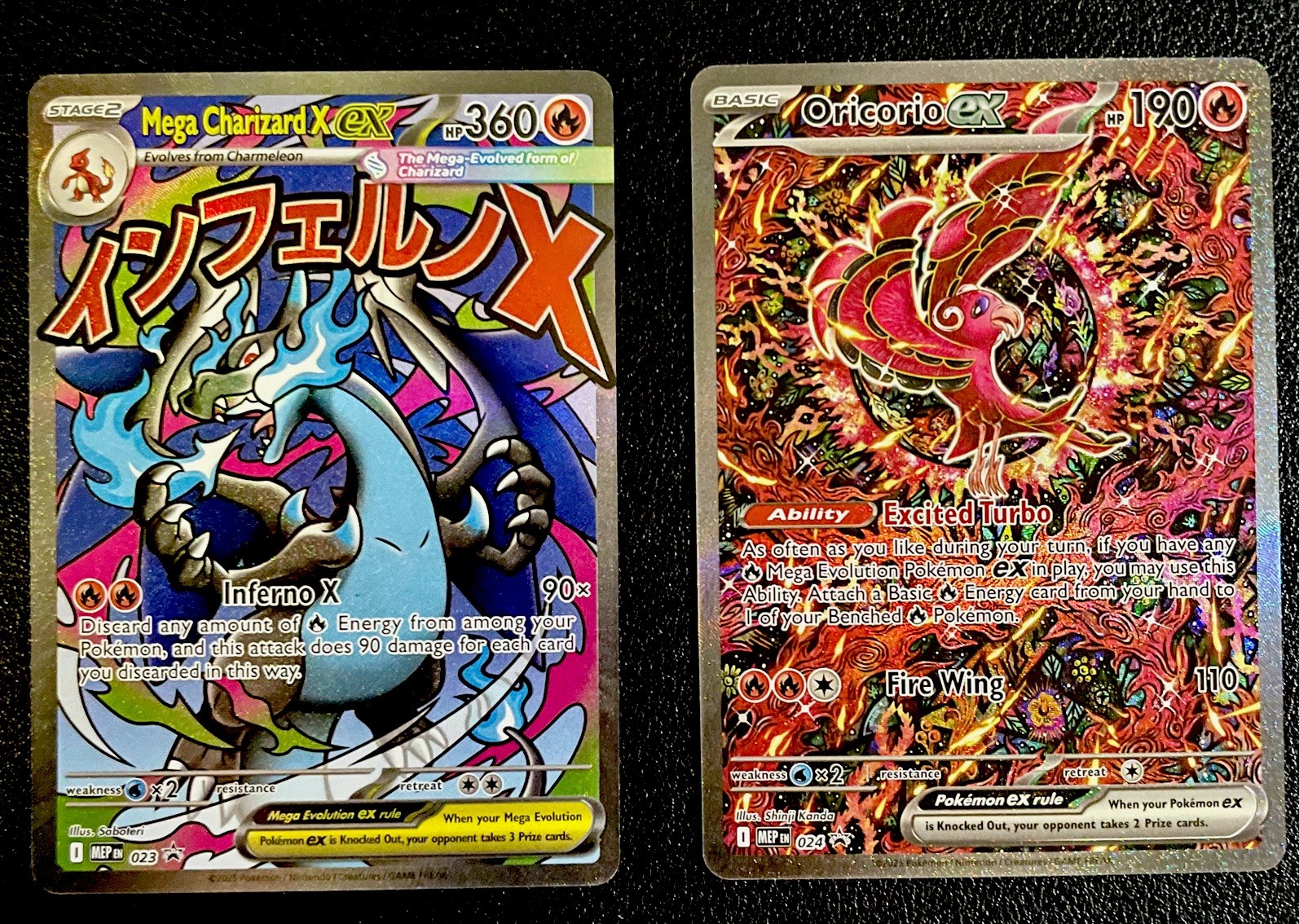 Mega Charizard X EX 023 + Oricorio EX 024 Pokemon TCG Promo MAR IR full art UPC