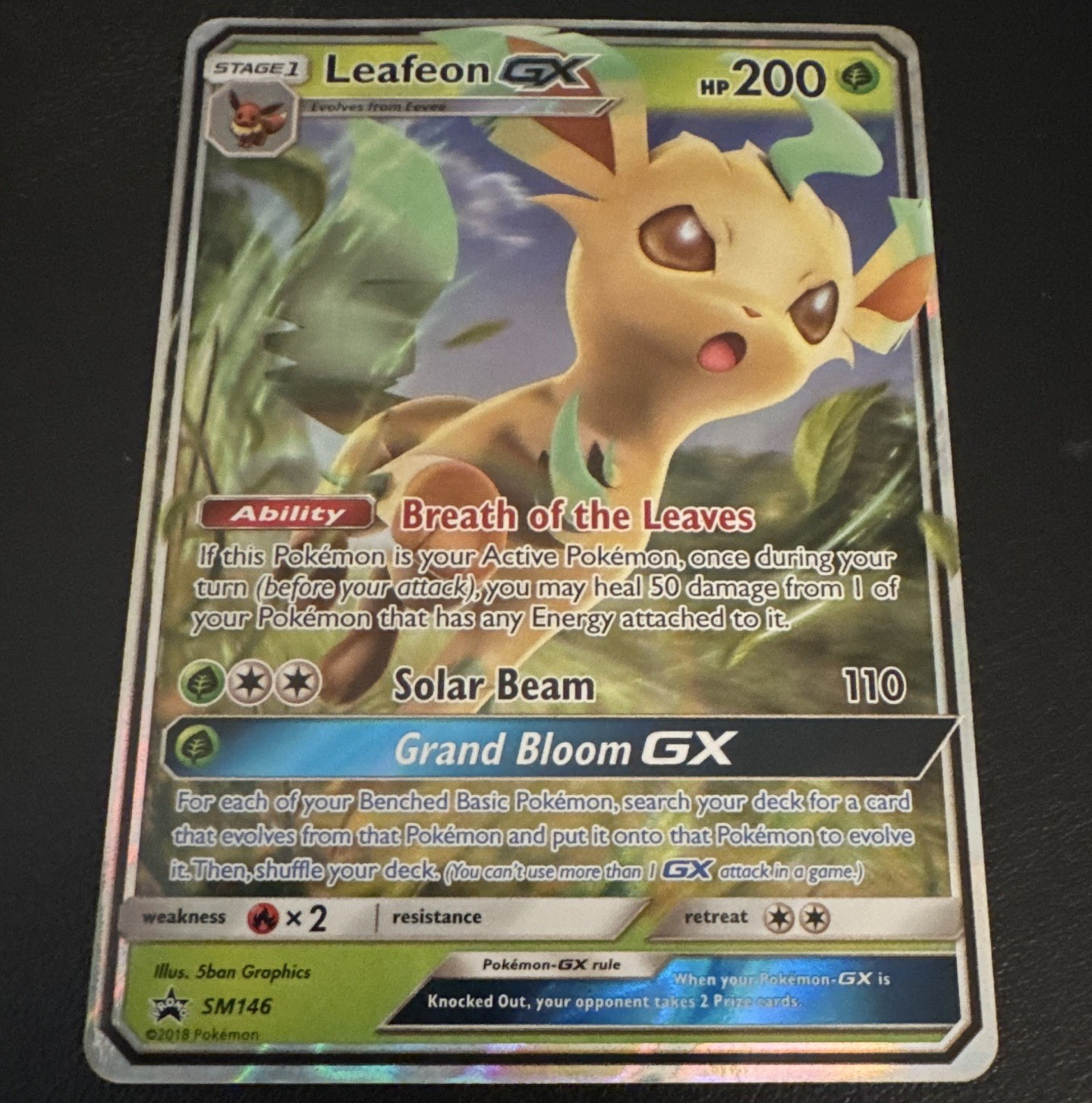 Pokemon TCG Leafeon GX SM Black Star Promos SM146 Promo Holo EN 2018 200 HP