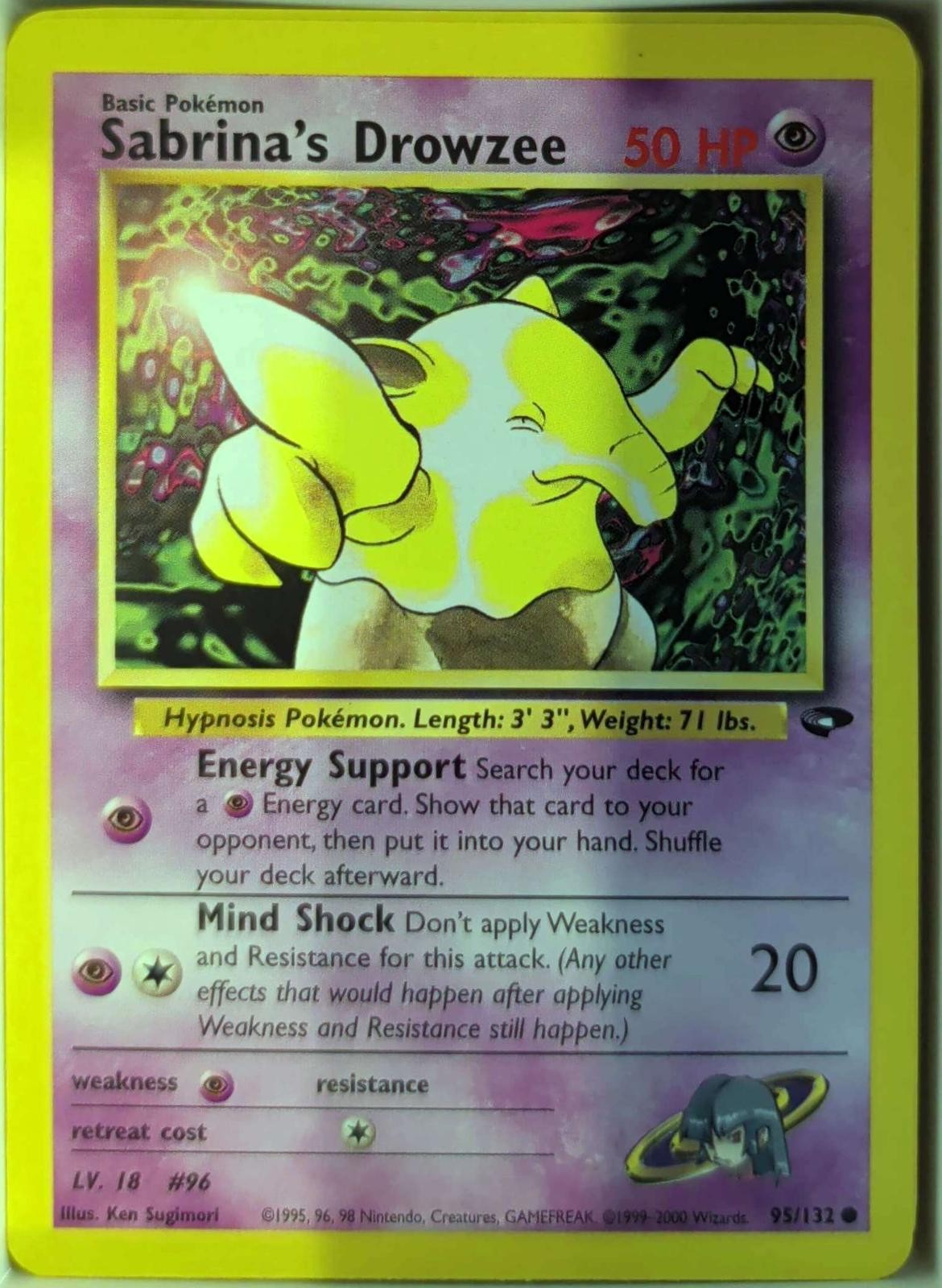 Sabrina’s Drowzee 95/132 Common Gym Challenge Pokemon Unlimited Lightly Played