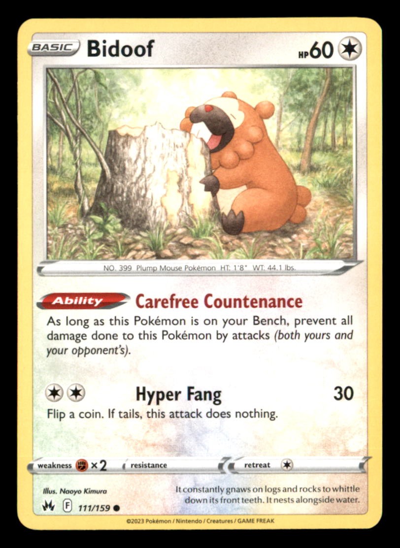 Pokemon Bidoof Crown Zenith 111/159 C NM