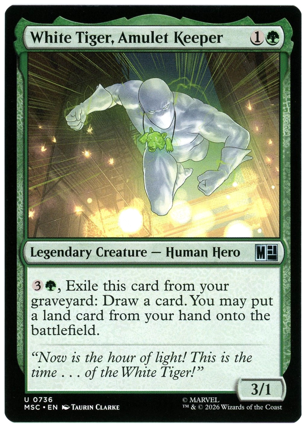 White Tiger, Amulet Keeper – 0736 – Commander: Marvel Super Heroes MSC – MTG NM