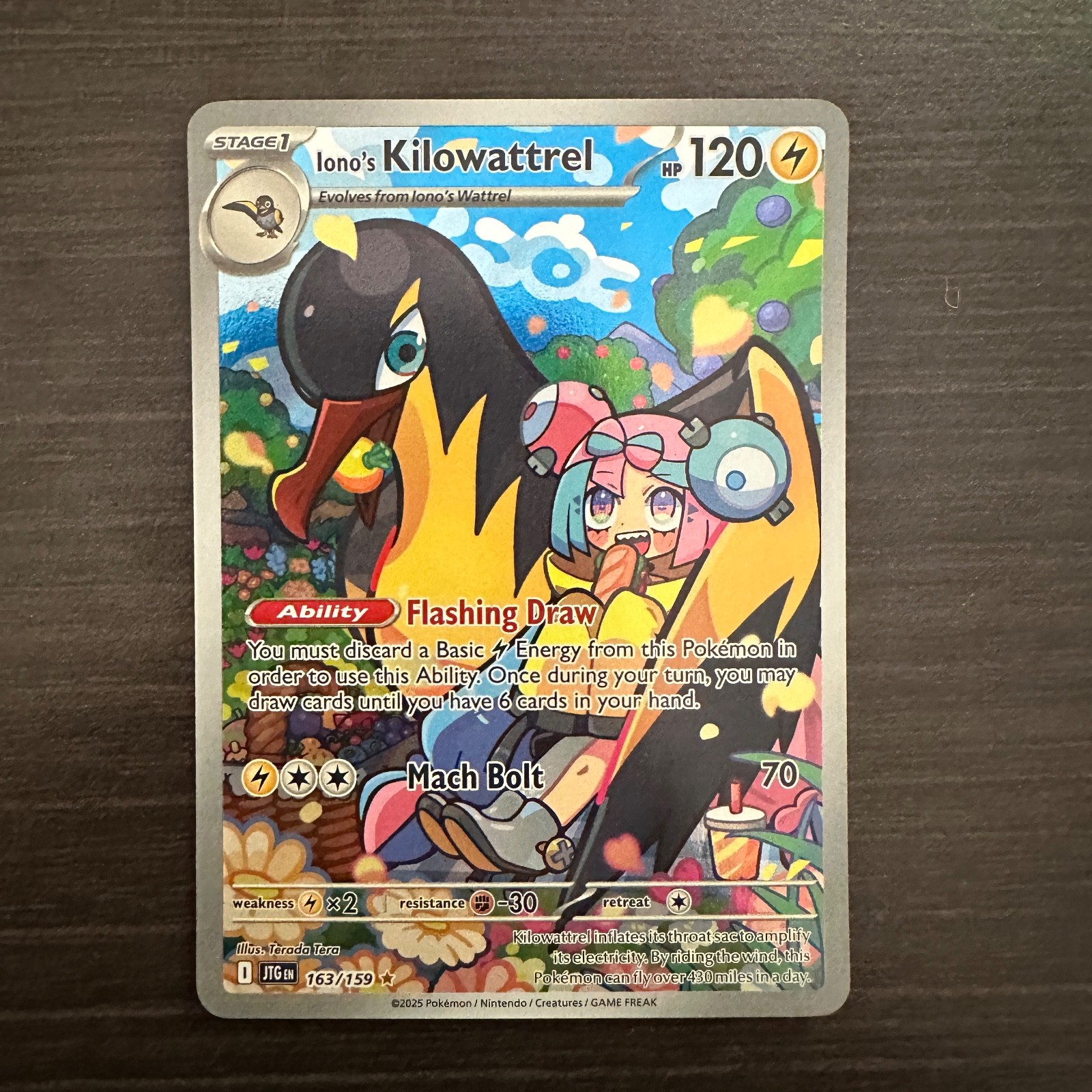 Iono’s Kilowattrel 163/159 SV09: Journey Together NM Terada Tera Pokemon TCG