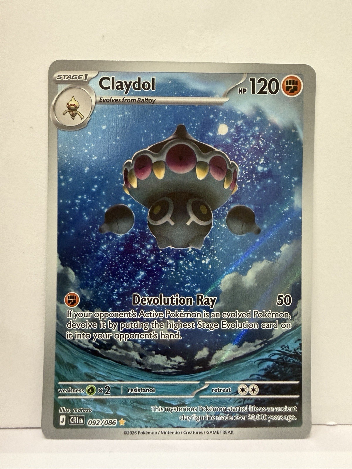 Claydol 092/086 Illustration Rare Chaos Rising Pokemon Holo NM