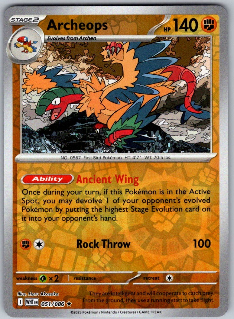 2025 Archeops 051/086 Pokemon White Flare R Holo
