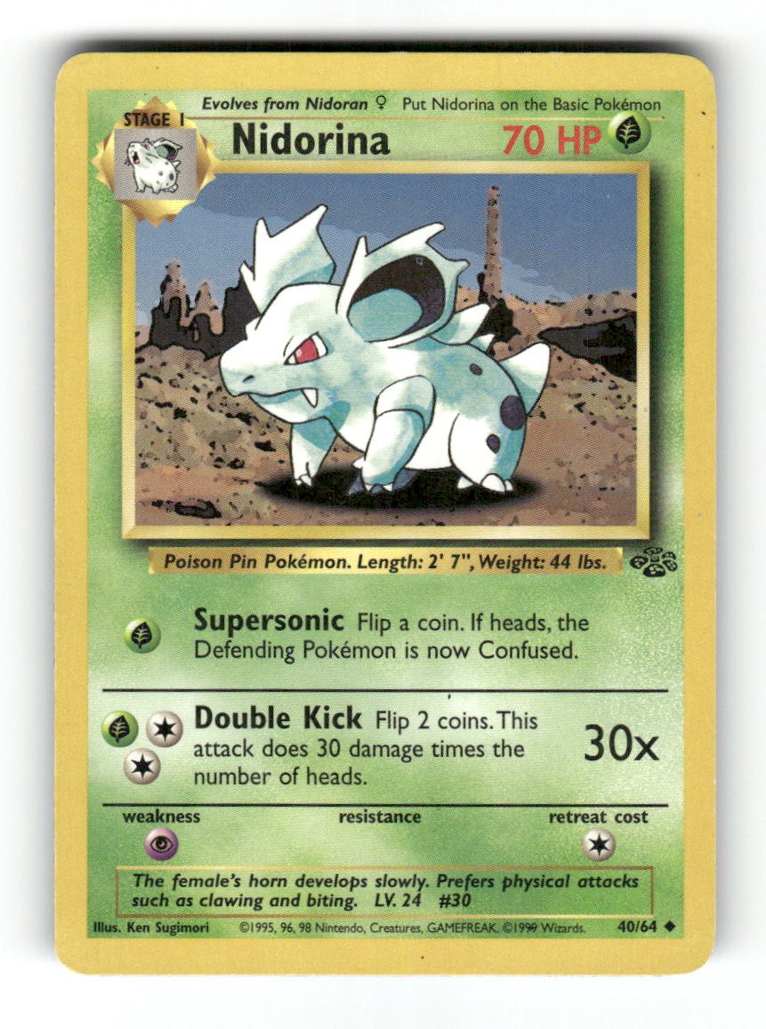 Nidorina 40/64 Uncommon Jungle Pokemon Moderately Played
