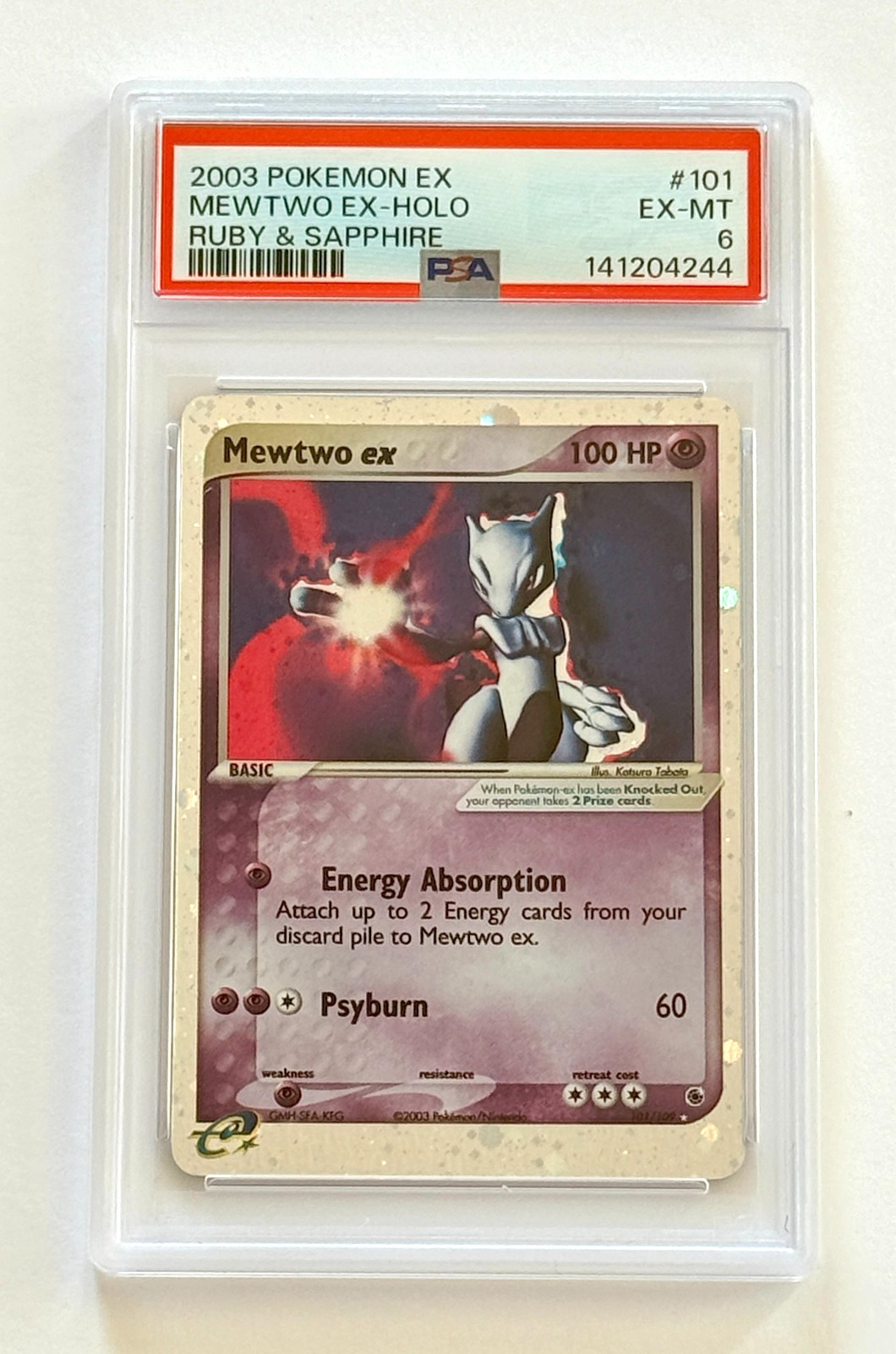 2003 Pokémon EX Ruby & Sapphire #101 Mewtwo EX Holo PSA 6 EX-NM Fresh Grade