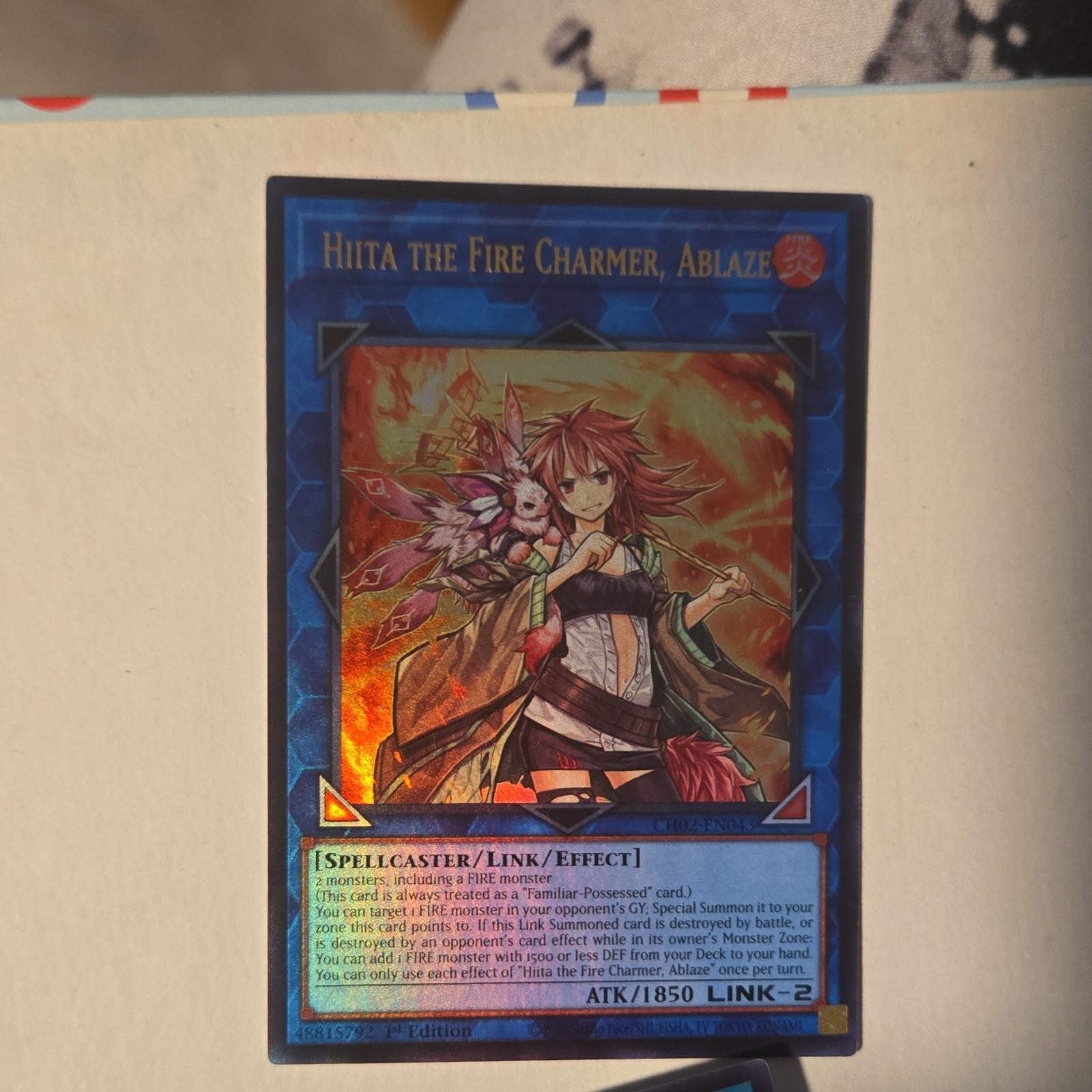 Yu-Gi-Oh! Hiita the Fire Charmer, Ablaze Link/Effect Holo ATK 1850 CH02-EN043