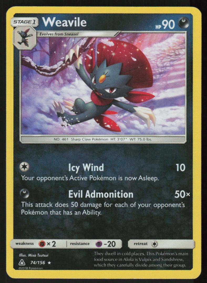 Weavile 74/156 Holo Rare Ultra Prism Pokemon Holo Lightly Played