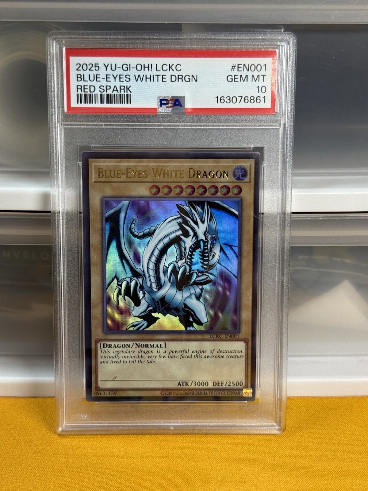 Blue-Eyes White Dragon LCKC-EN001 Red Spark Ultra Rare Graded PSA 10 GEM MINT