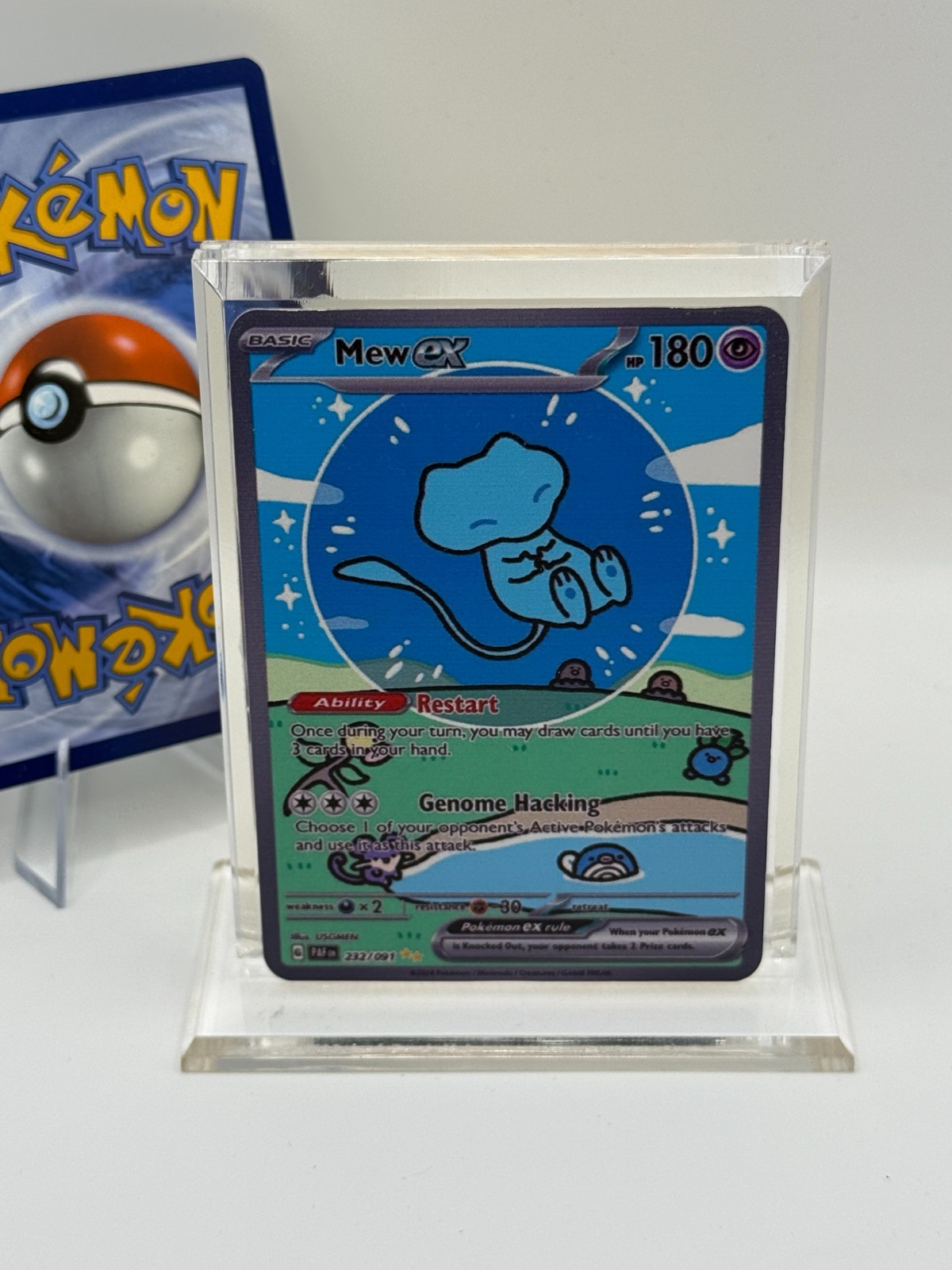 Mew ex (bubble) 232/091 – Custom-Art Gold Metal Pokemon Card w/ Bonus Holo Car!