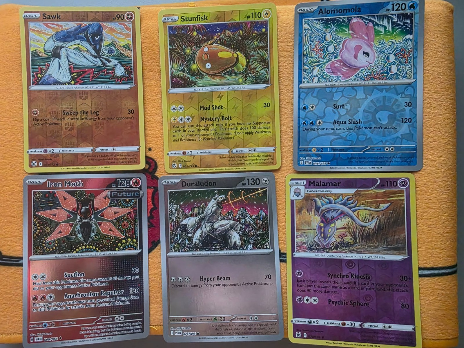 Shinji Kanda Set of 6 Reverse Holos Sawk Stunfisk Alomomola Iron Moth Duralodon