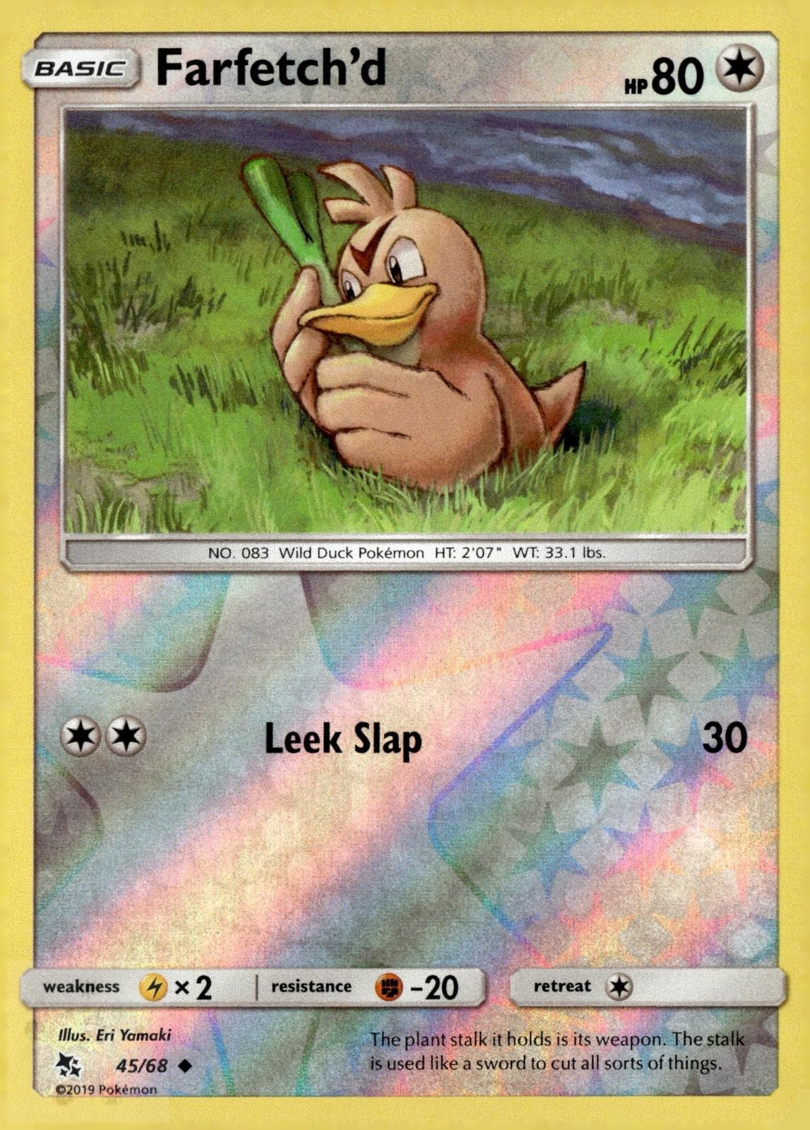 Farfetch’d 45/68 Uncommon Hidden Fates Pokemon Reverse Holo NM/M