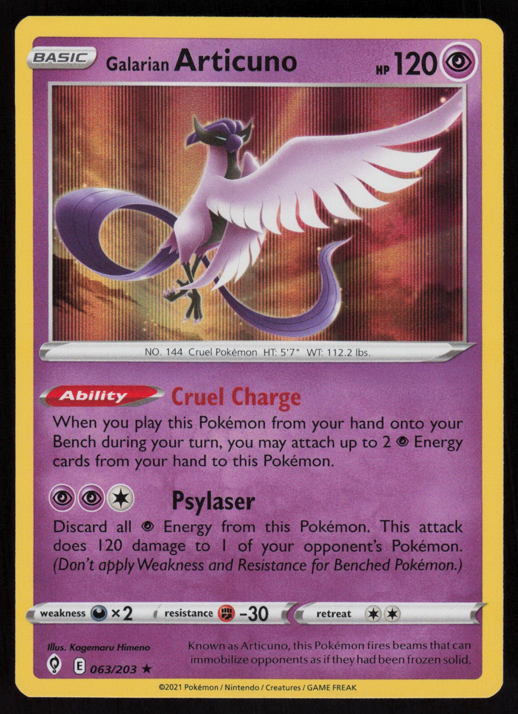 Galarian Articuno Holo Rare SWSH07: Evolving Skies 063/203 NM Holo