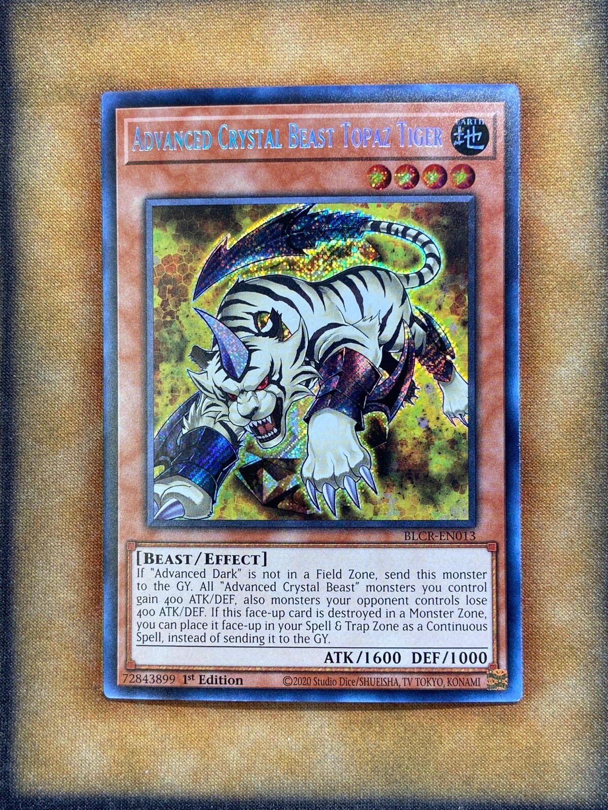 Yugioh Advanced Crystal Beast Topaz Tiger BLCR-EN013 Secret Rare 1st Ed NM