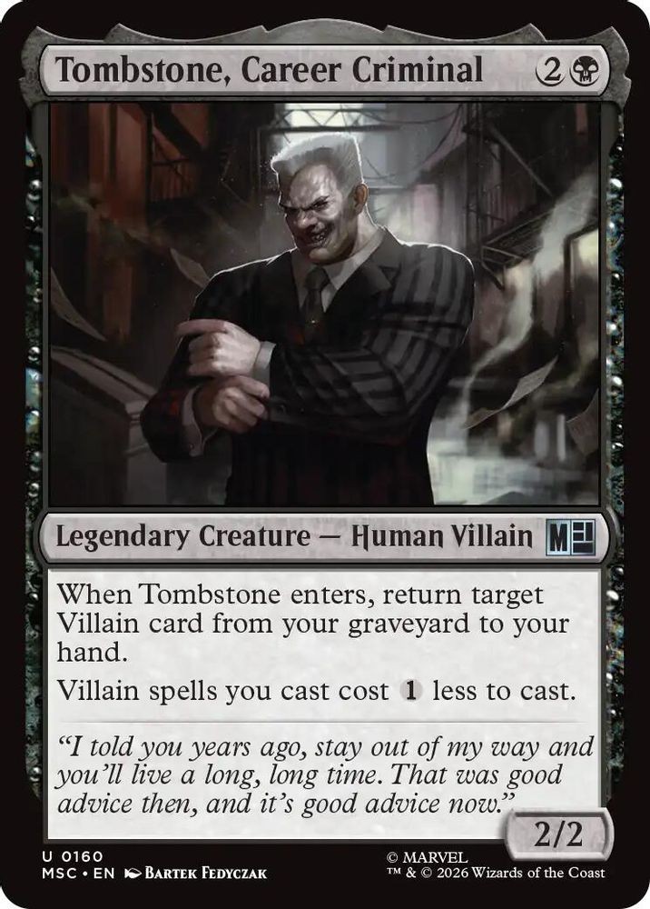 Tombstone, Career Criminal (0160) 160 NM/M Commander: Marvel MTG
