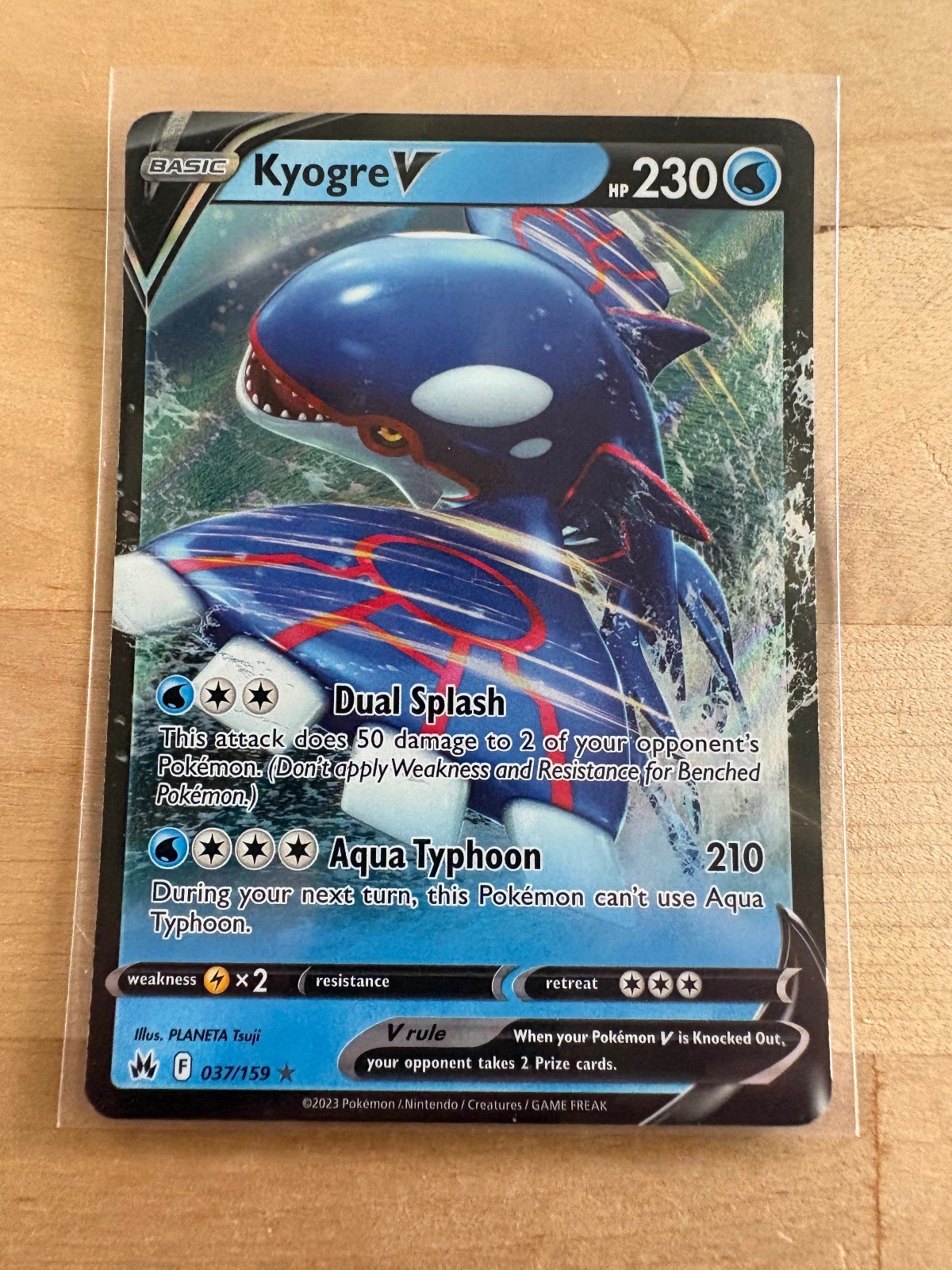 KYOGRE V 037/159 HOLO V RARE CROWN ZENITH POKEMON NM