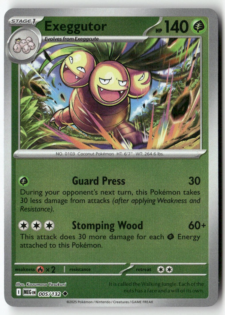 Exeggutor 005/132 Mega Evolution Reverse Holo Uncommon Pokemon Kazumasa Yasakuni