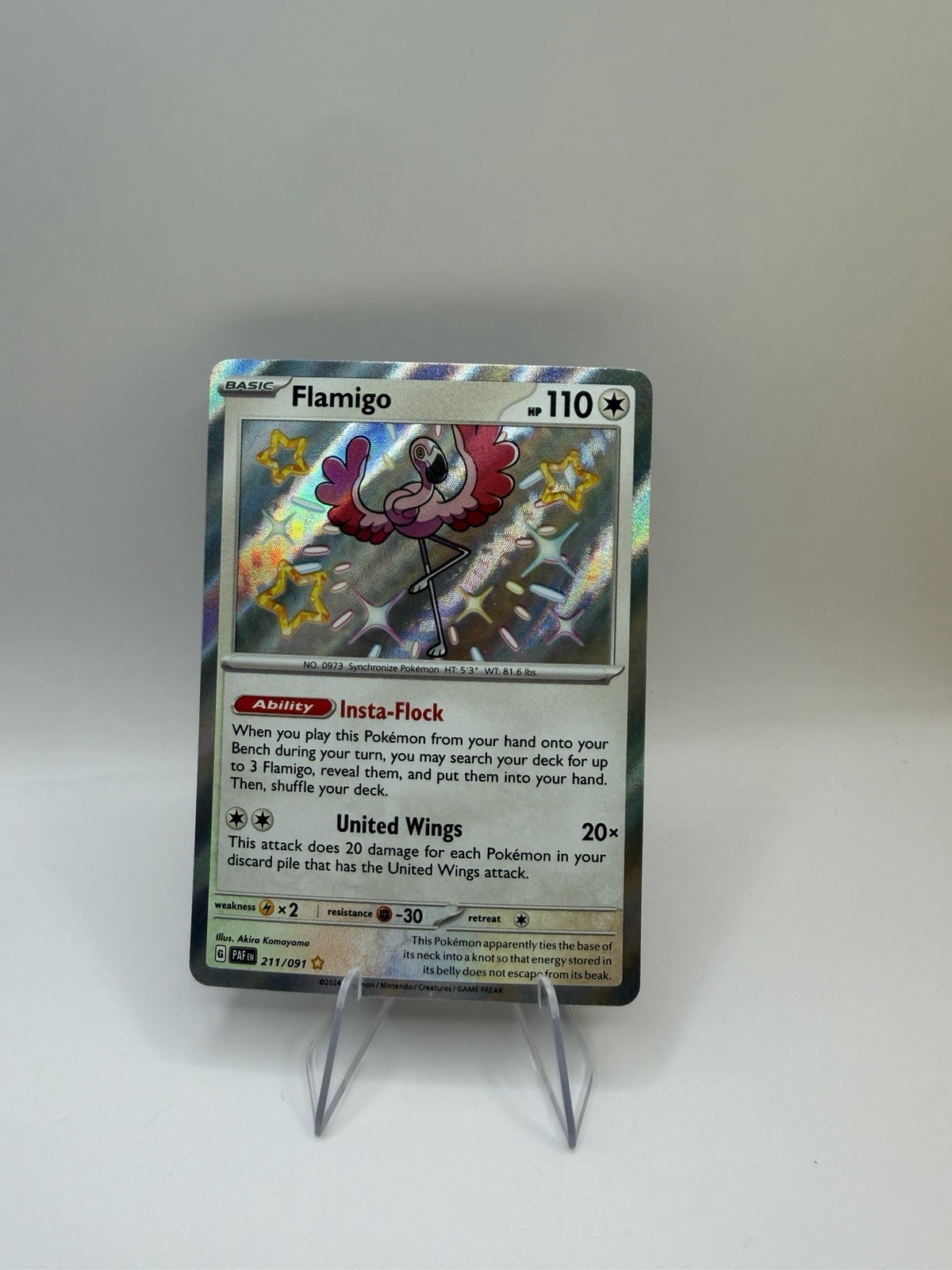 Flamigo Shiny Rare SV Paldean Fates 211/091 NM Condition