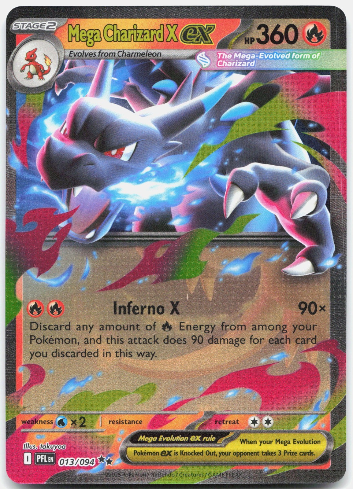 Mega Charizard X ex – Holo Double Rare ME02: Phantasmal Flames 013/094 NM