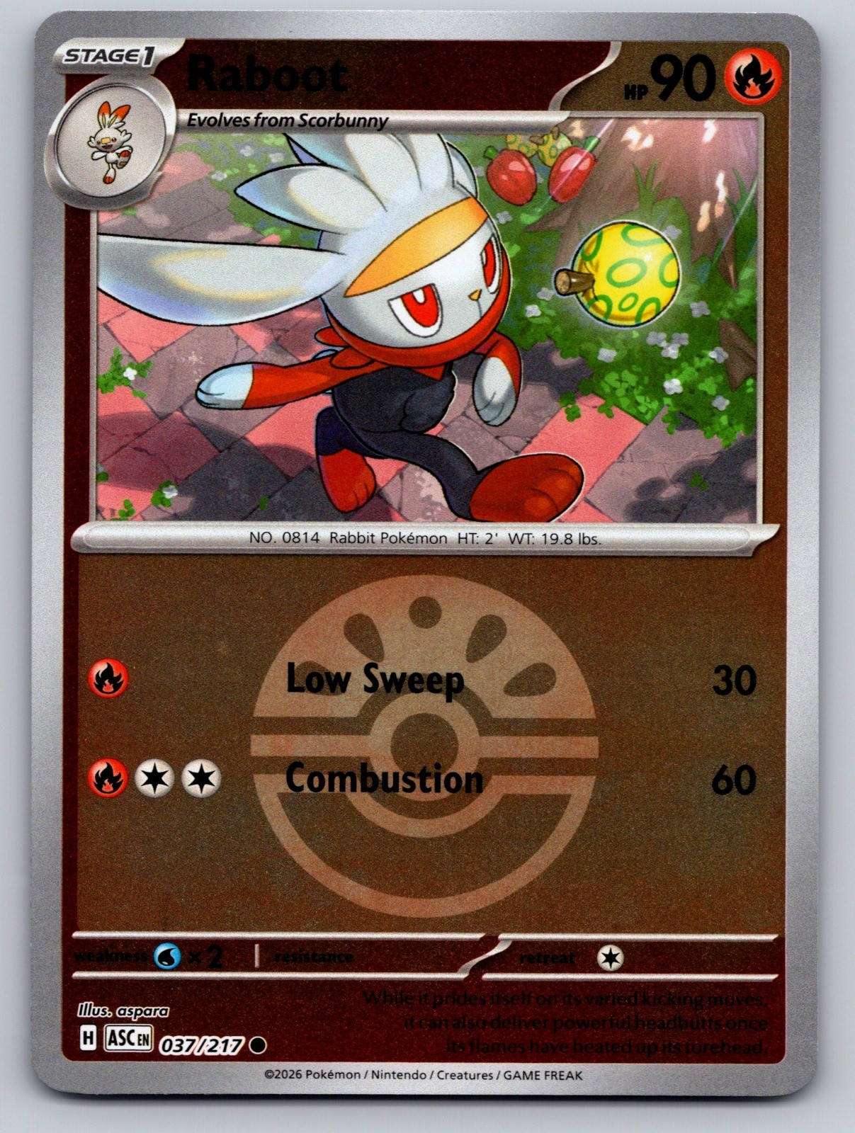 Raboot (Friend Ball) Reverse Holo Common ME: Ascended Heroes 037/217 NM
