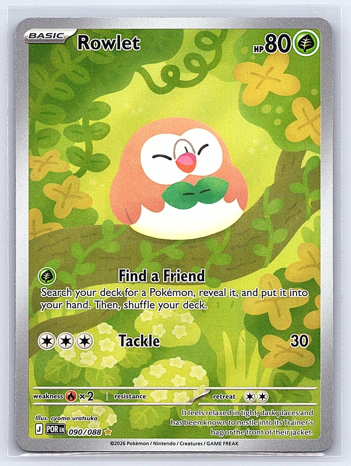 Rowlet 090/088 Holo Illustration Rare Perfect Order Pokemon Near Mint