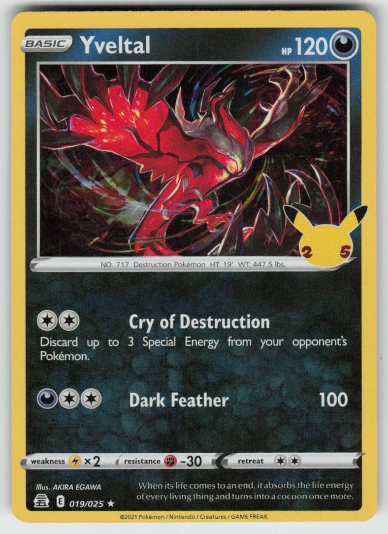 GGC – 3 Holo Yveltal 019/025 Holo Rare Celebrations