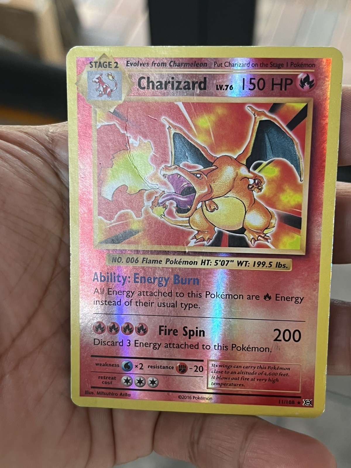 Pokémon TCG Charizard Reverse Holo XY Evolutions 2016 11/108 MP rare zard card