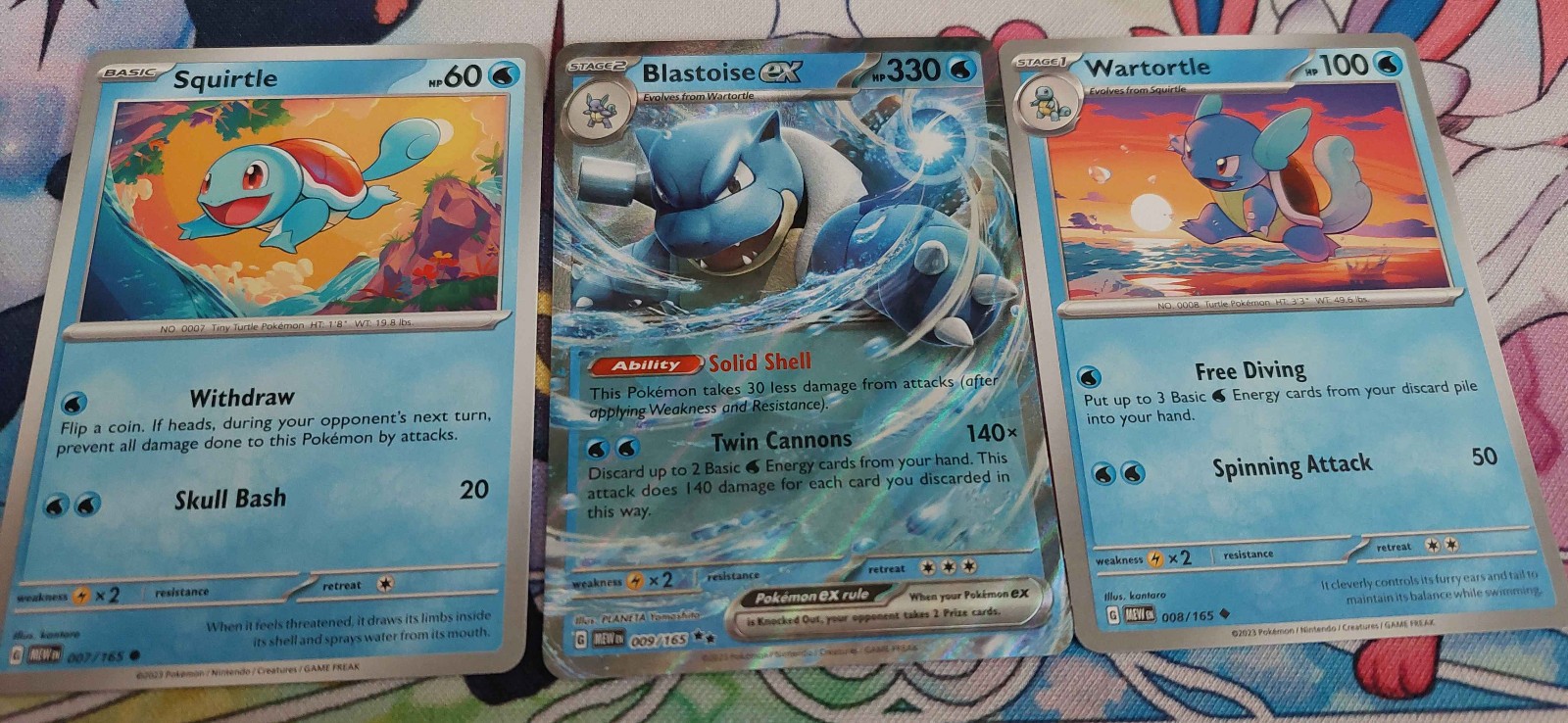 Squirtle Wartortle Blastoise Pokemon Card 151 Complete Evolution 3 Card Set NM!