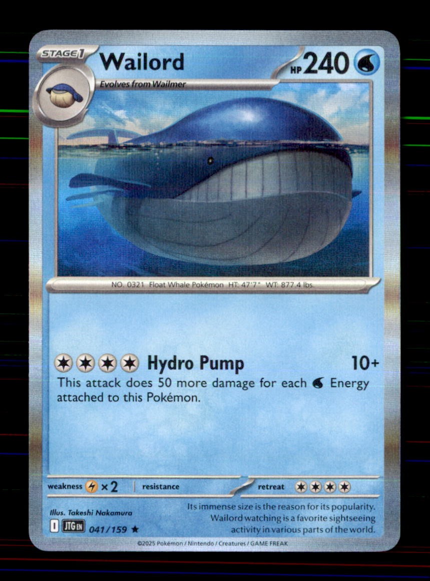 Wailord 041/159 Rare Journey Together Pokemon Holo Near Mint